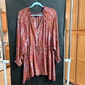 Torrid Women’s 6 Rust Patterned Tunic Casual Boho Chic Fall Nights